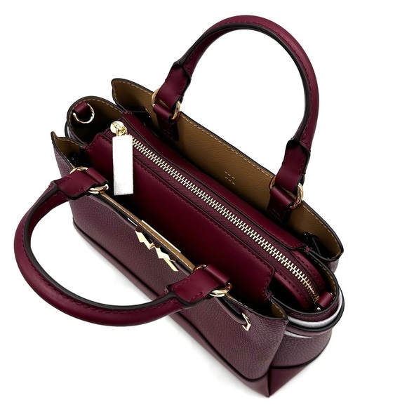 Michael Kors Reed Small Satchel Crossbody Bag & LG Double Zip Wallet Dark Cherry - Picture 7 of 16